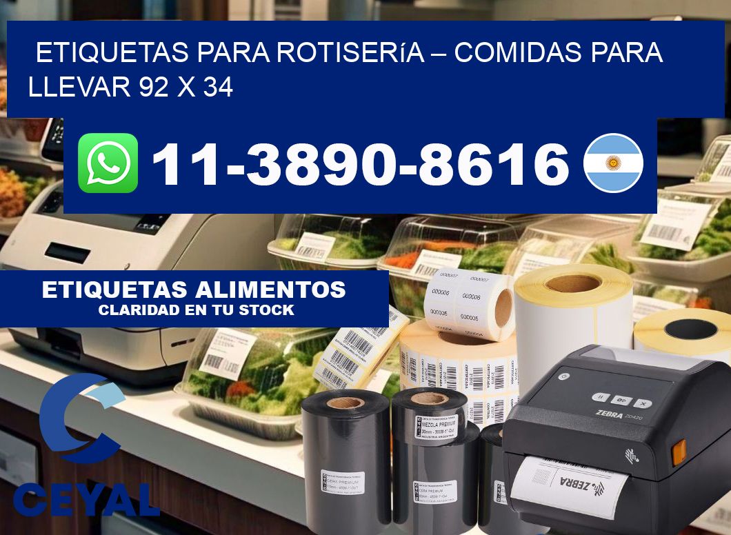 etiquetas para Rotisería – comidas para llevar 92 x 34