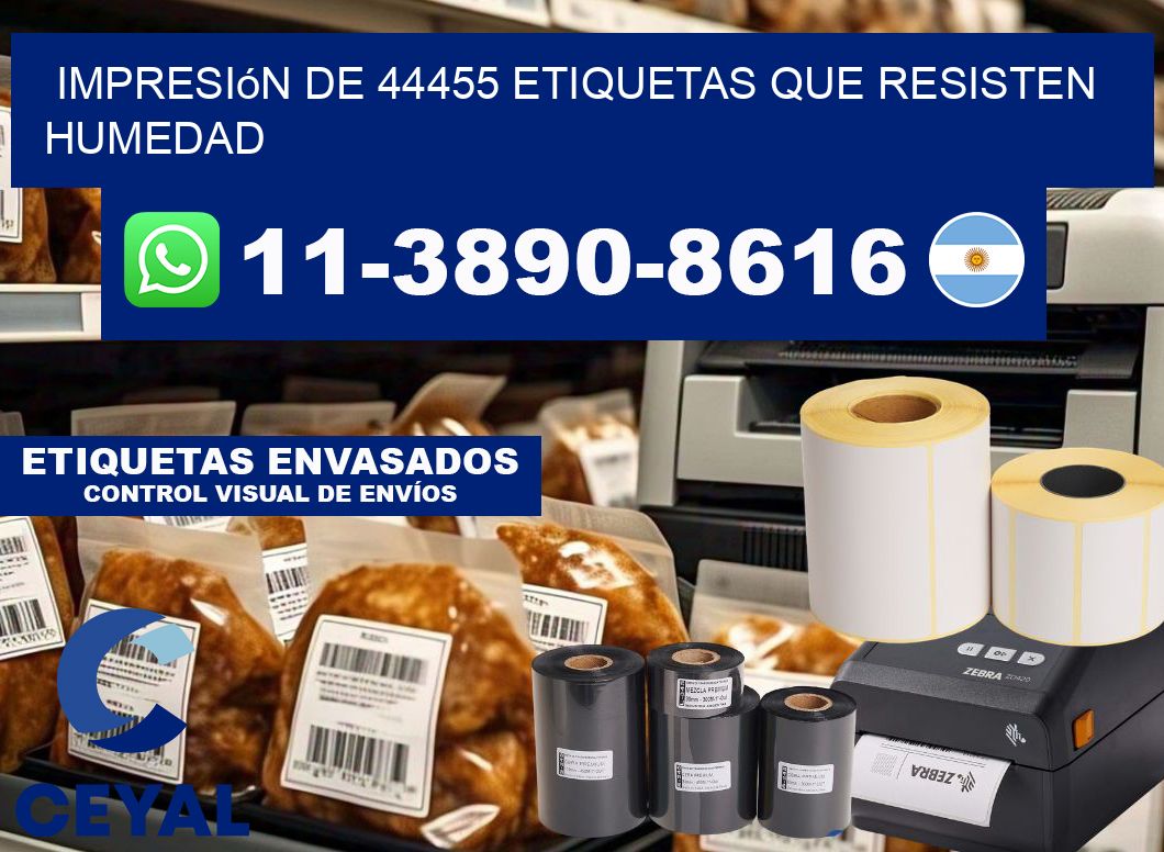 impresión de 44455 etiquetas que resisten humedad