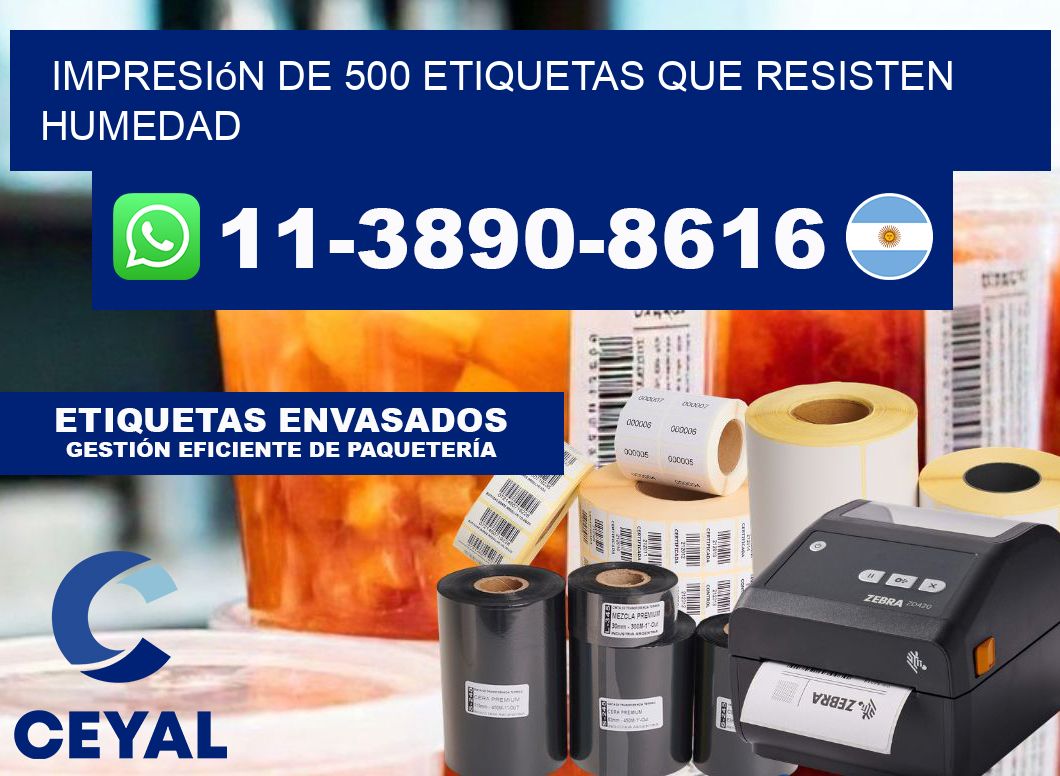impresión de 500 etiquetas que resisten humedad