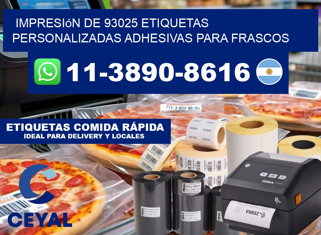 impresión de 93025 etiquetas personalizadas adhesivas para frascos