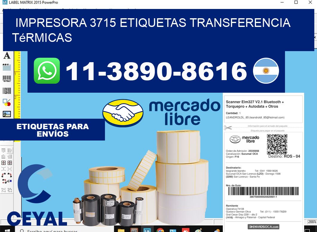 impresora 3715 etiquetas transferencia térmicas