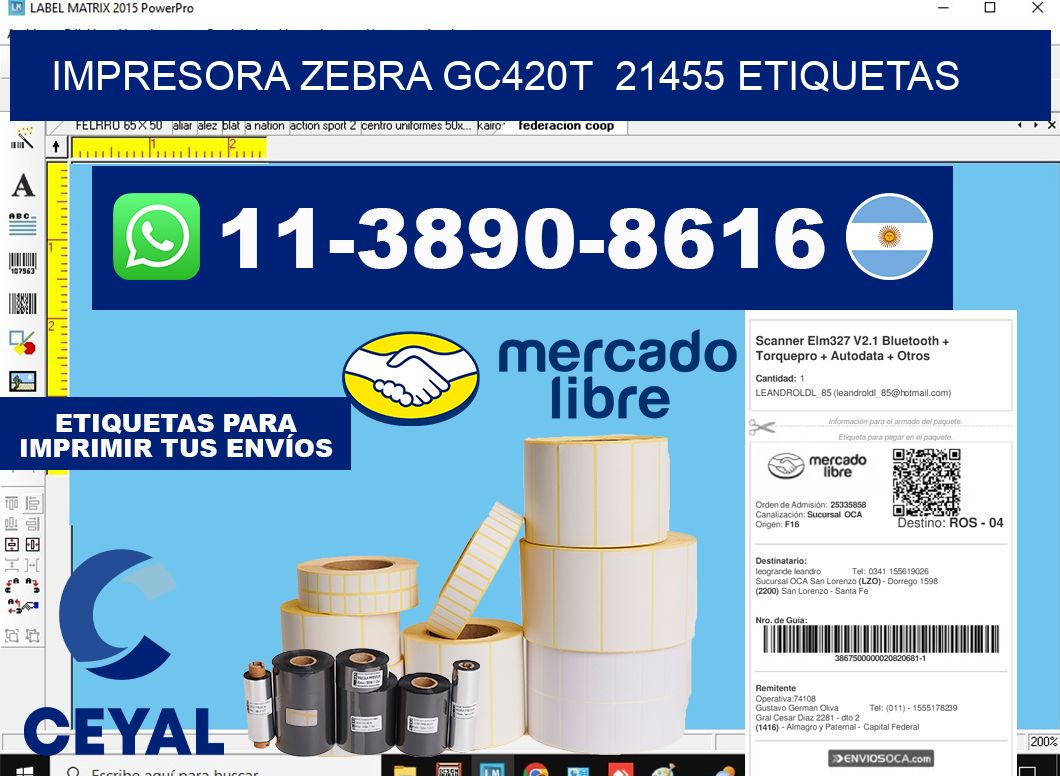 impresora zebra gc420t  21455 etiquetas