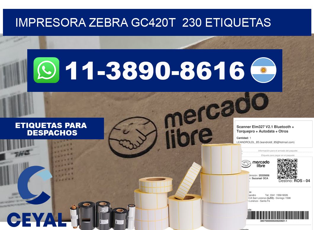 impresora zebra gc420t  230 etiquetas