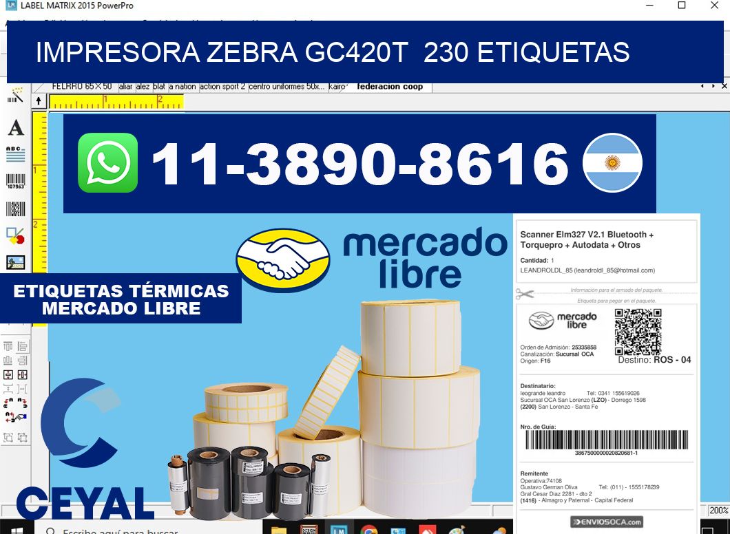 impresora zebra gc420t  230 etiquetas