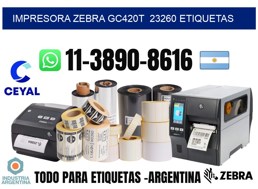 impresora zebra gc420t  23260 etiquetas