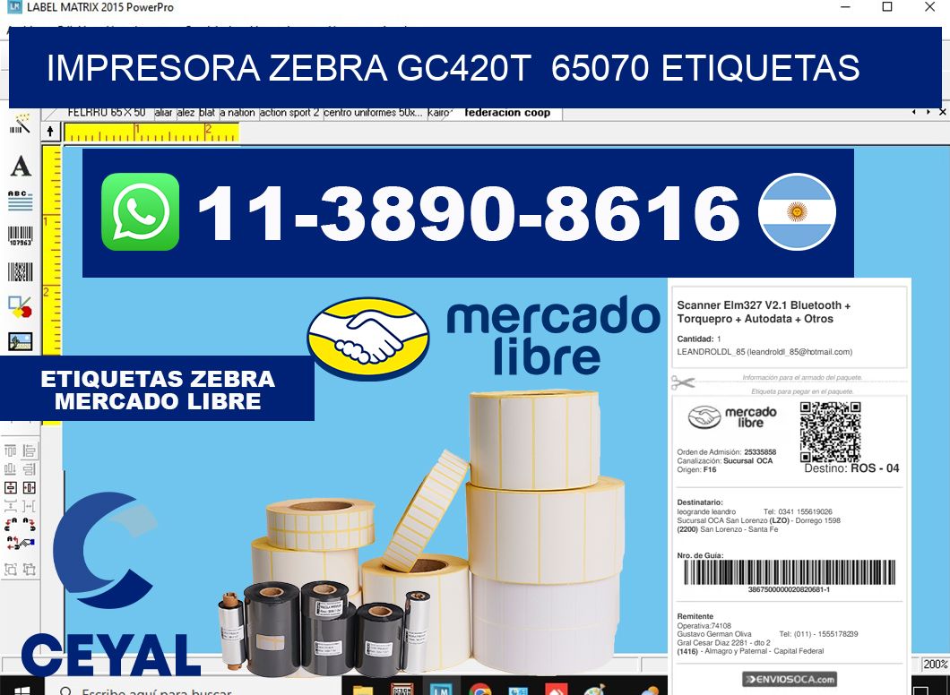impresora zebra gc420t  65070 etiquetas