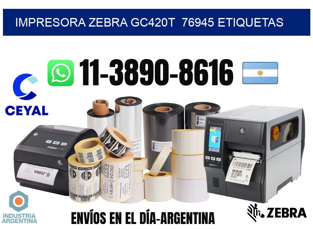 impresora zebra gc420t  76945 etiquetas