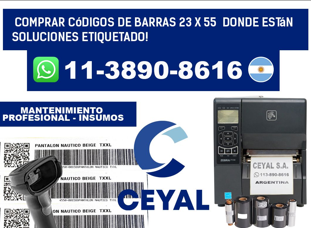 Comprar códigos de barras 23 x 55  donde están soluciones etiquetado!