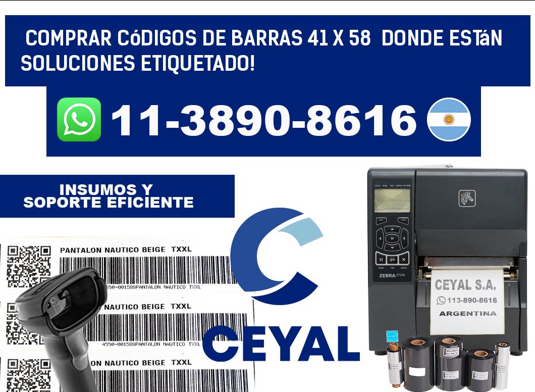 Comprar códigos de barras 41 x 58  donde están soluciones etiquetado!