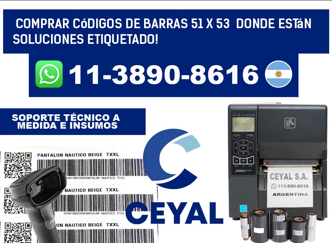 Comprar códigos de barras 51 x 53  donde están soluciones etiquetado!