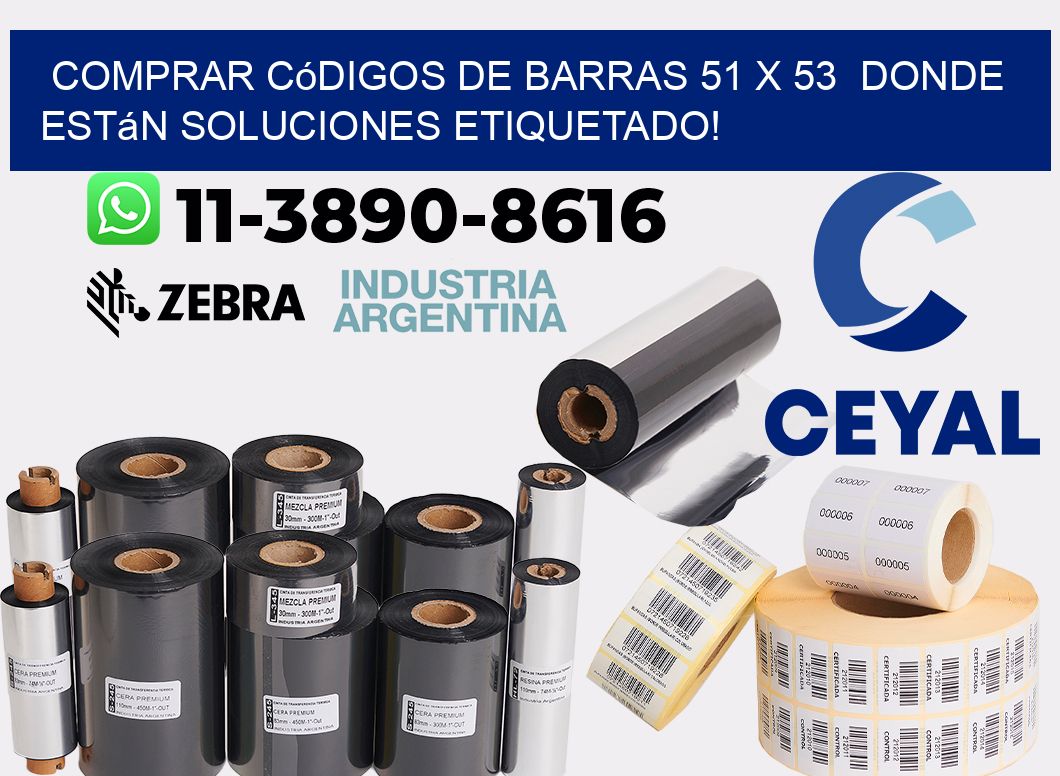 Comprar códigos de barras 51 x 53  donde están soluciones etiquetado!