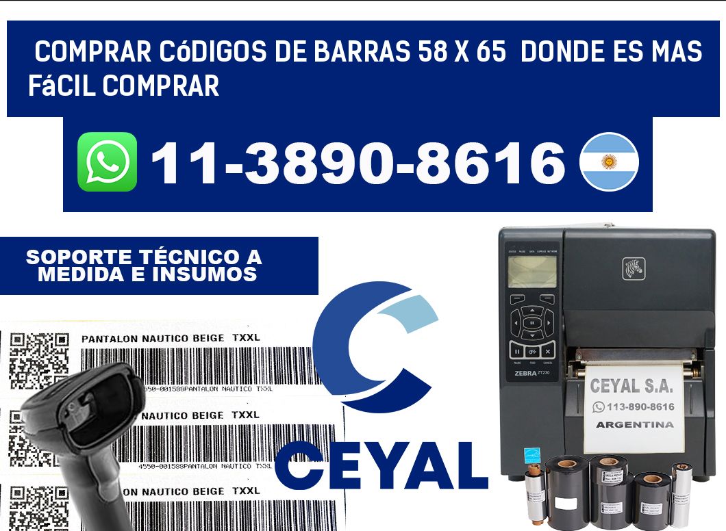 Comprar códigos de barras 58 x 65  Donde es mas fácil comprar