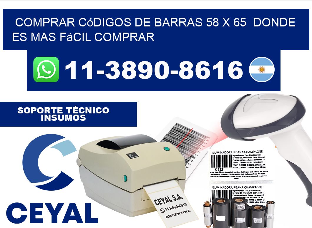 Comprar códigos de barras 58 x 65  Donde es mas fácil comprar