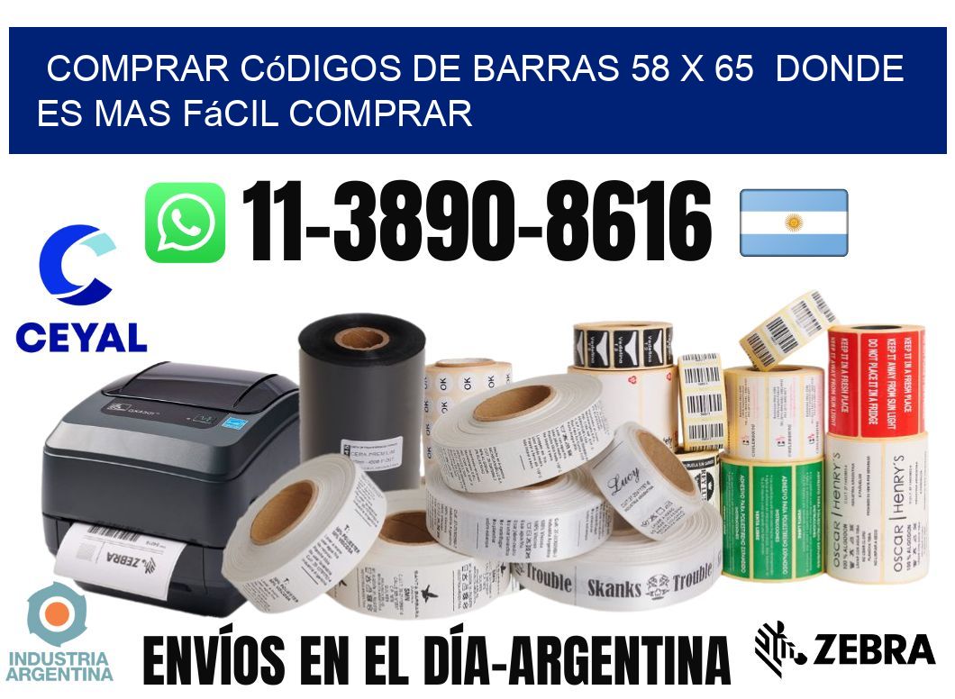 Comprar códigos de barras 58 x 65  Donde es mas fácil comprar
