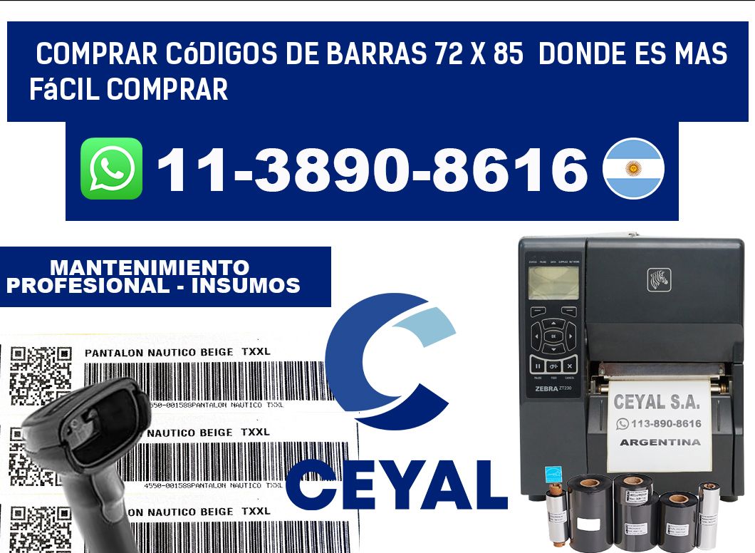 Comprar códigos de barras 72 x 85  Donde es mas fácil comprar