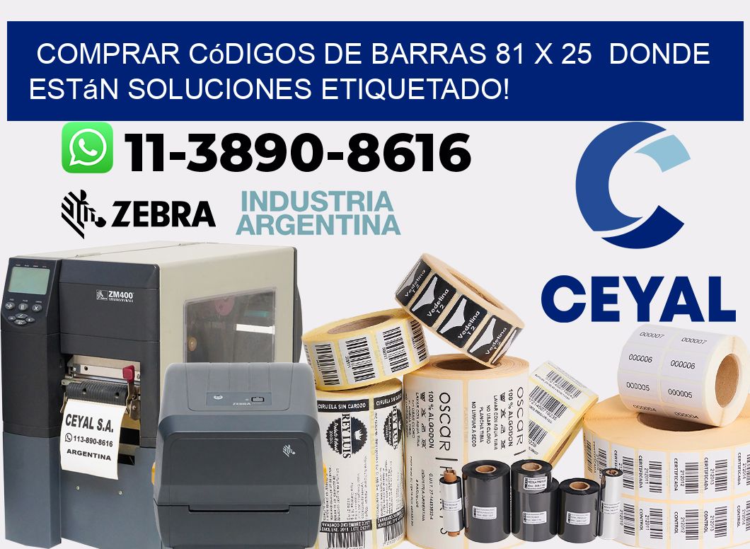 Comprar códigos de barras 81 x 25  donde están soluciones etiquetado!