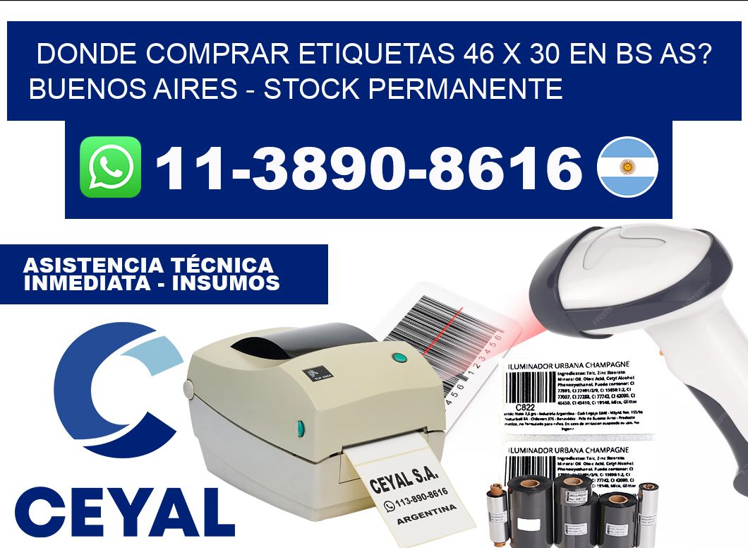 Donde Comprar etiquetas 46 x 30 en BS AS? Buenos Aires - Stock permanente