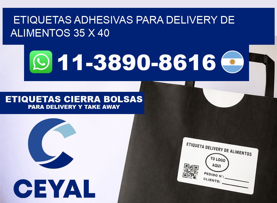 ETIQUETAS ADHESIVAS PARA DELIVERY DE ALIMENTOS 35 x 40