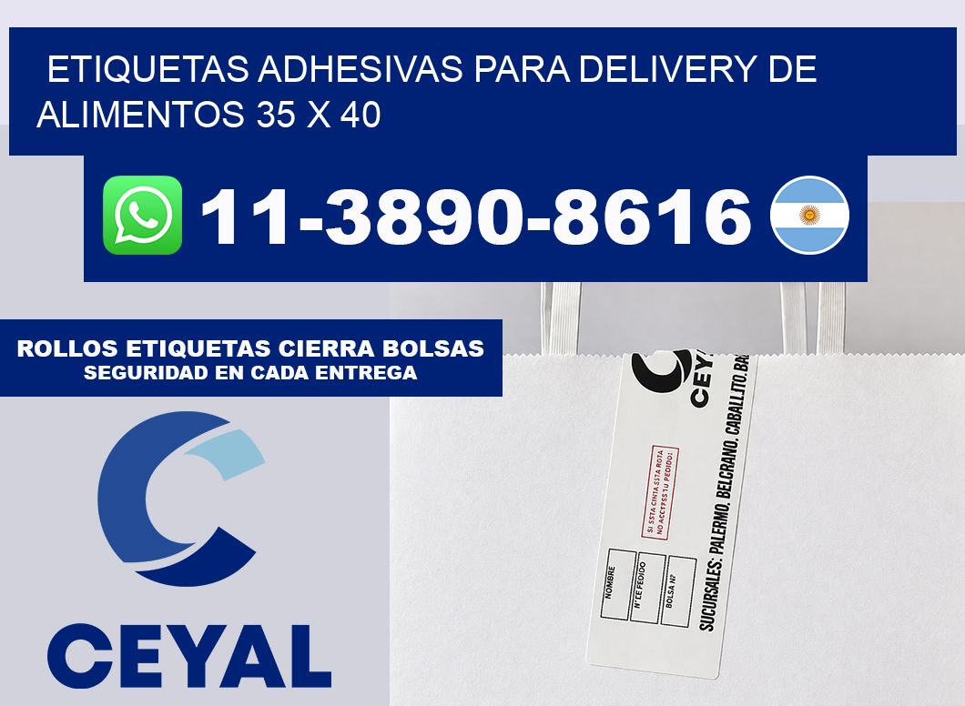 ETIQUETAS ADHESIVAS PARA DELIVERY DE ALIMENTOS 35 x 40