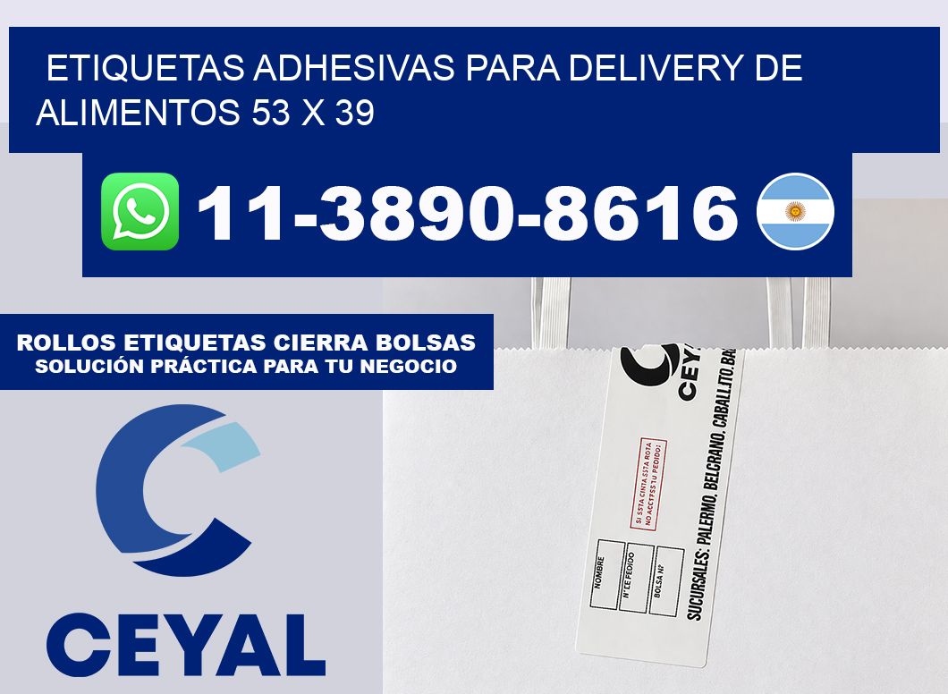 ETIQUETAS ADHESIVAS PARA DELIVERY DE ALIMENTOS 53 x 39
