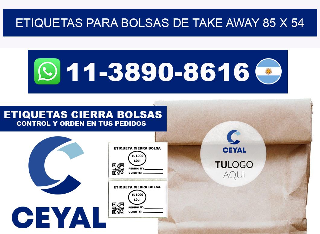 ETIQUETAS PARA BOLSAS DE TAKE AWAY 85 x 54