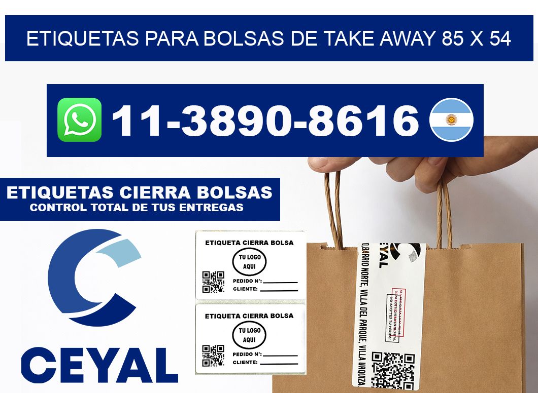 ETIQUETAS PARA BOLSAS DE TAKE AWAY 85 x 54