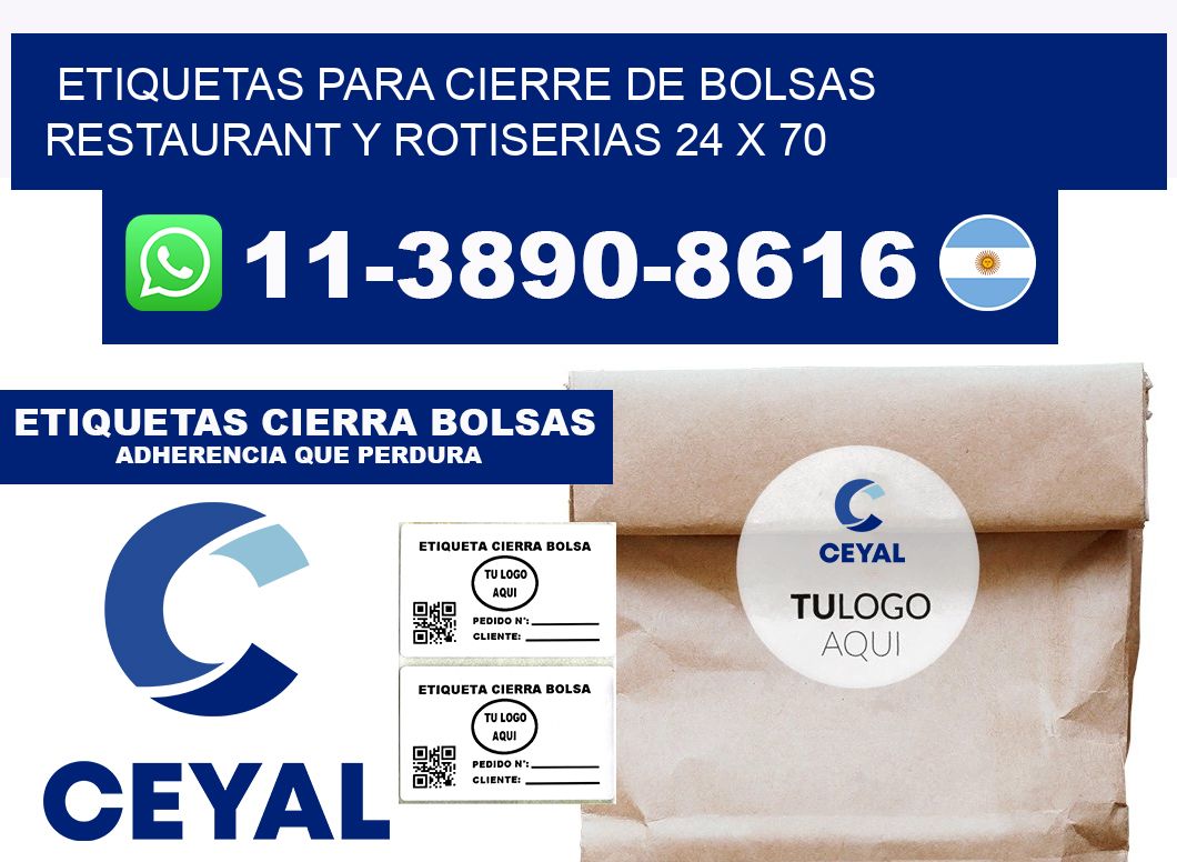 ETIQUETAS PARA CIERRE DE BOLSAS RESTAURANT Y ROTISERIAS 24 x 70