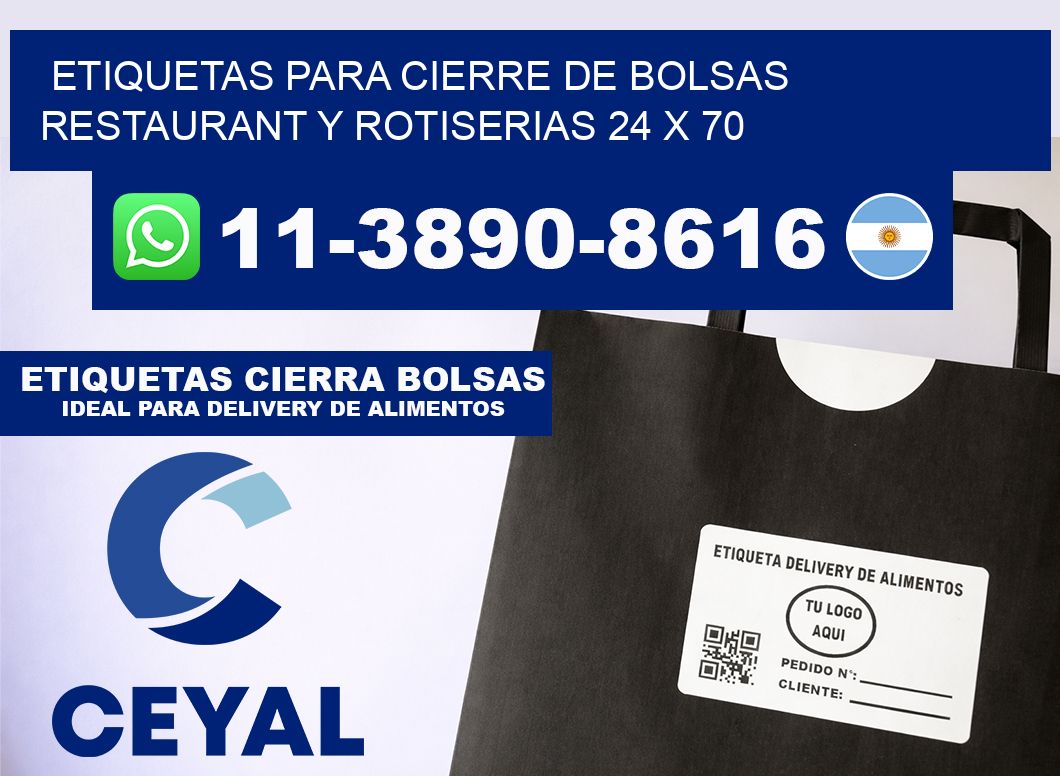 ETIQUETAS PARA CIERRE DE BOLSAS RESTAURANT Y ROTISERIAS 24 x 70