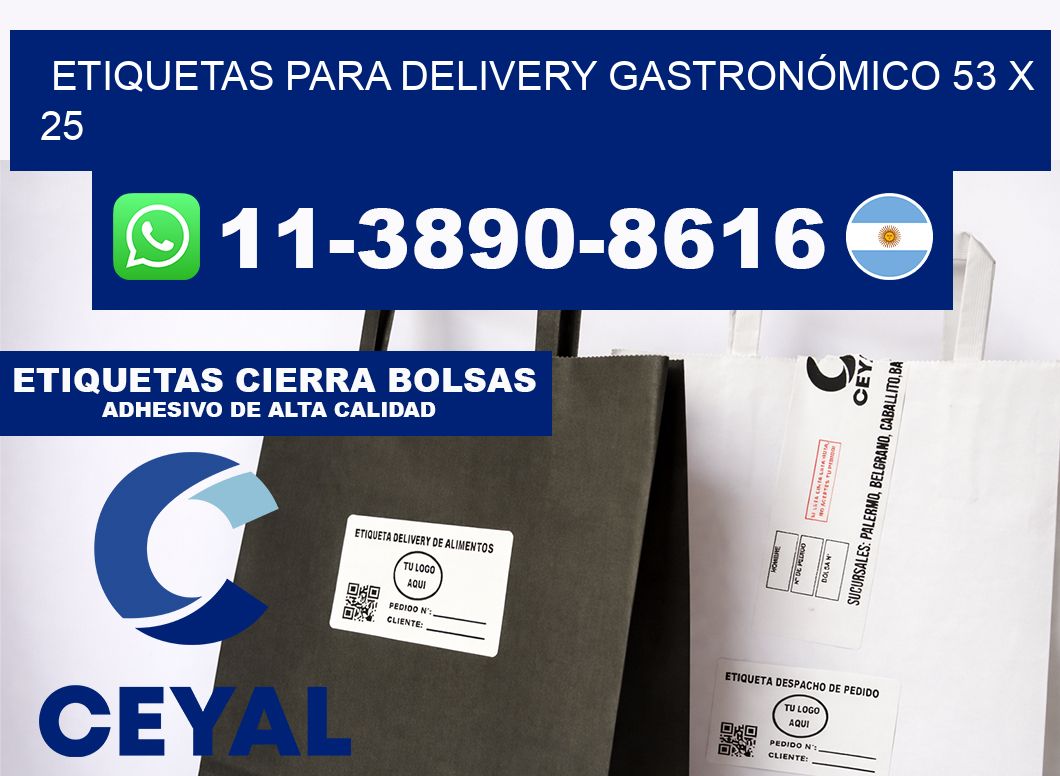 ETIQUETAS PARA DELIVERY GASTRONÓMICO 53 x 25