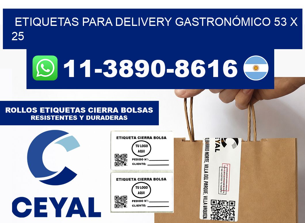 ETIQUETAS PARA DELIVERY GASTRONÓMICO 53 x 25