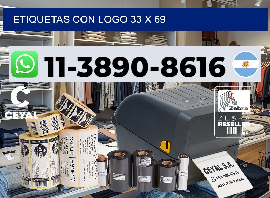 Etiquetas con logo 33 x 69