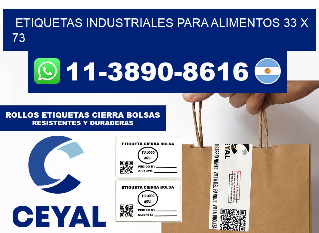 Etiquetas industriales para alimentos 33 x 73