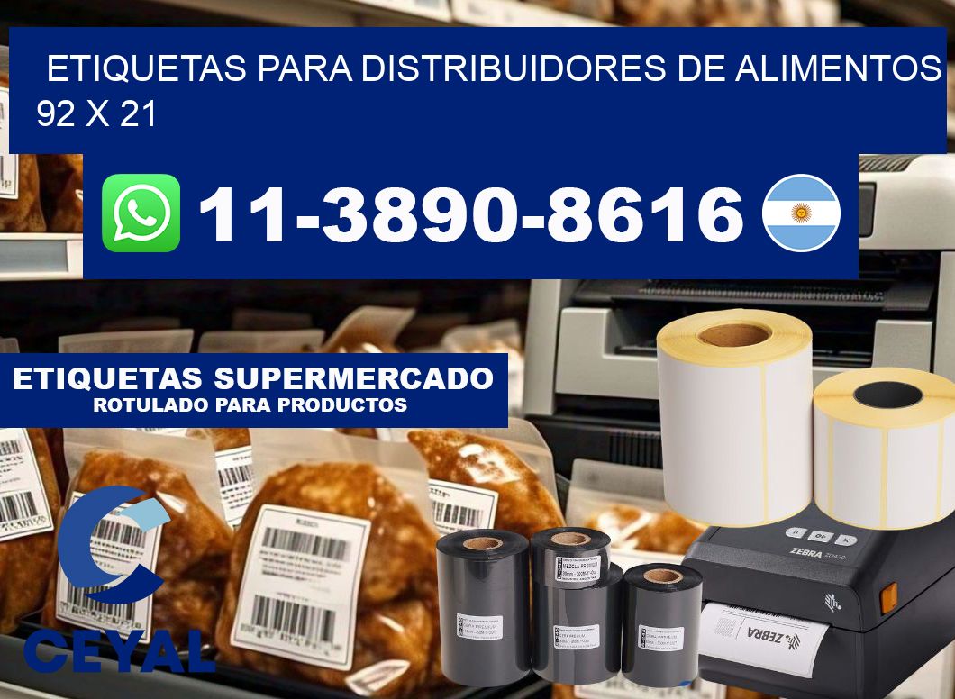 Etiquetas para distribuidores de alimentos 92 x 21