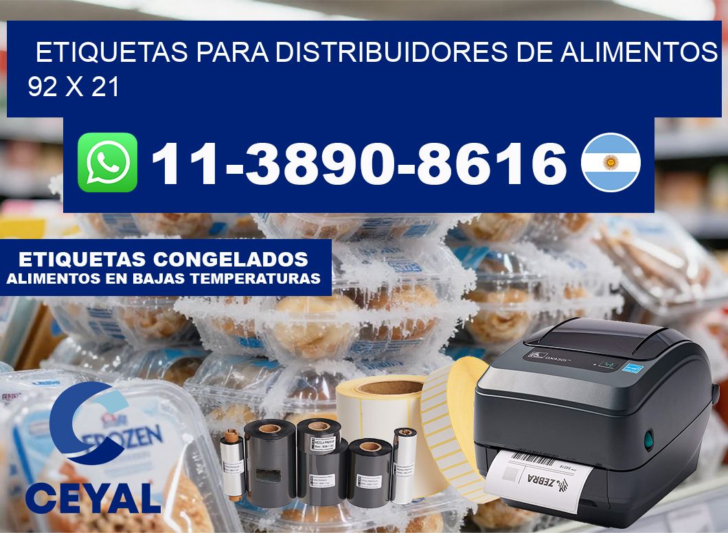 Etiquetas para distribuidores de alimentos 92 x 21