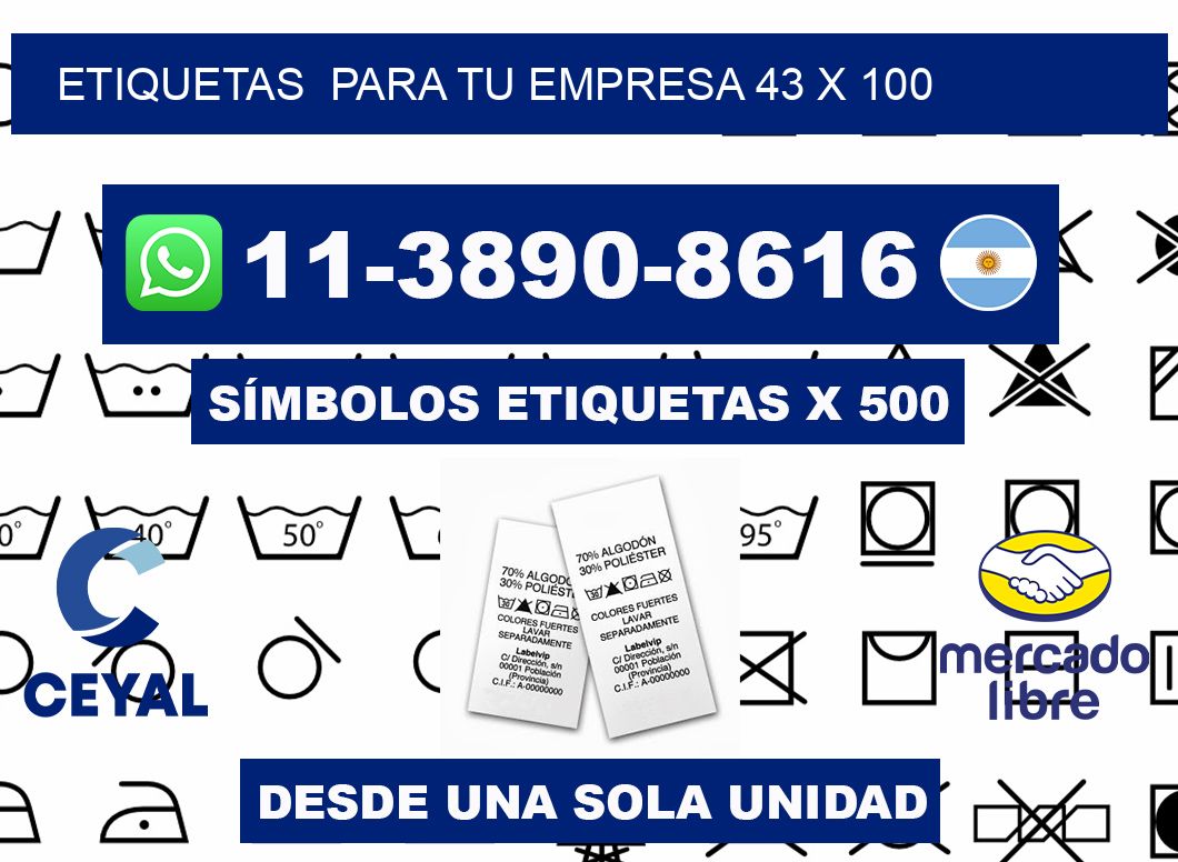 Etiquetas  para tu empresa 43 x 100