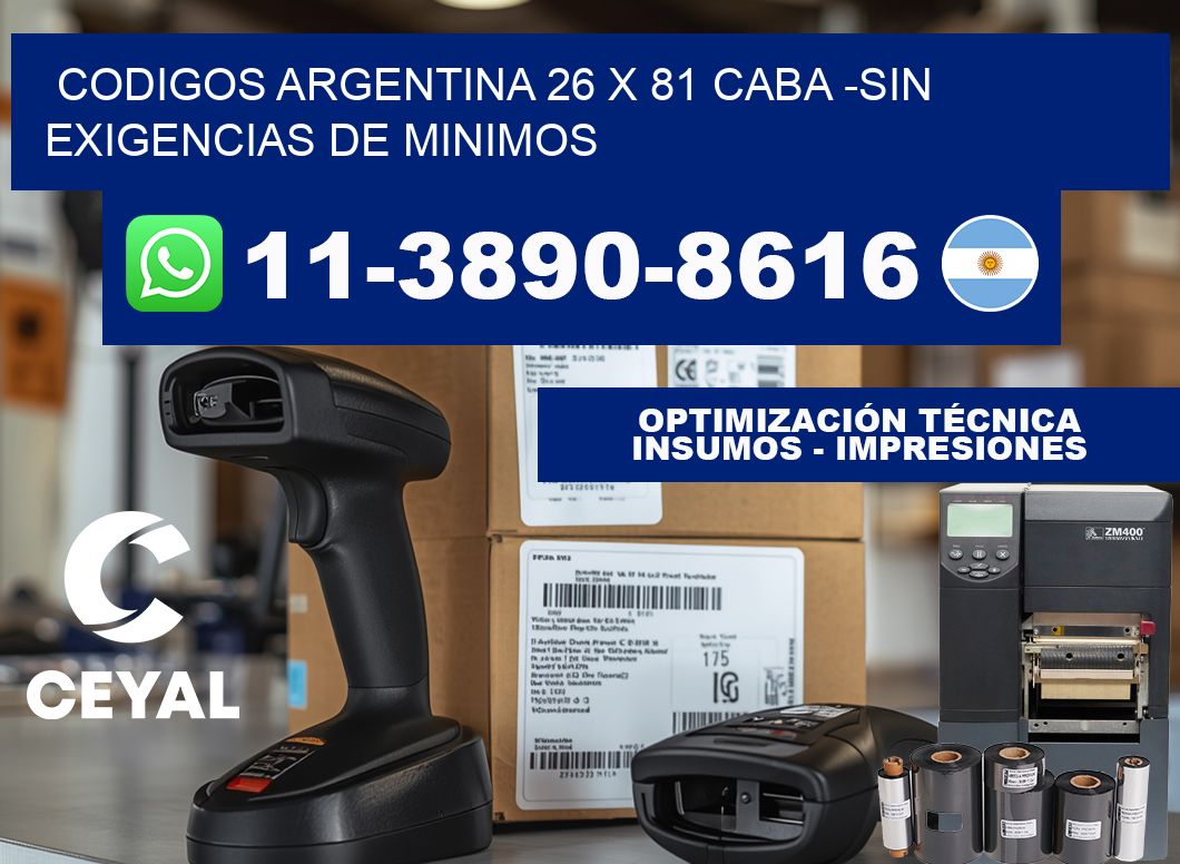 codigos Argentina 26 x 81 CABA -Sin exigencias de minimos
