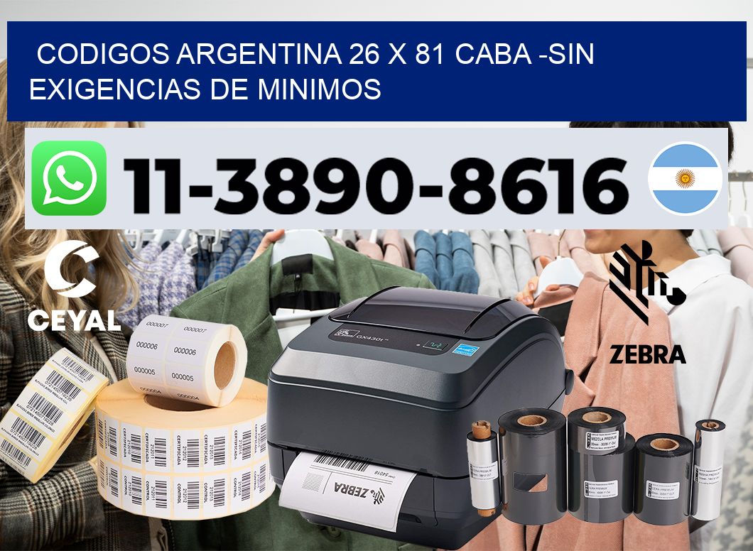 codigos Argentina 26 x 81 CABA -Sin exigencias de minimos