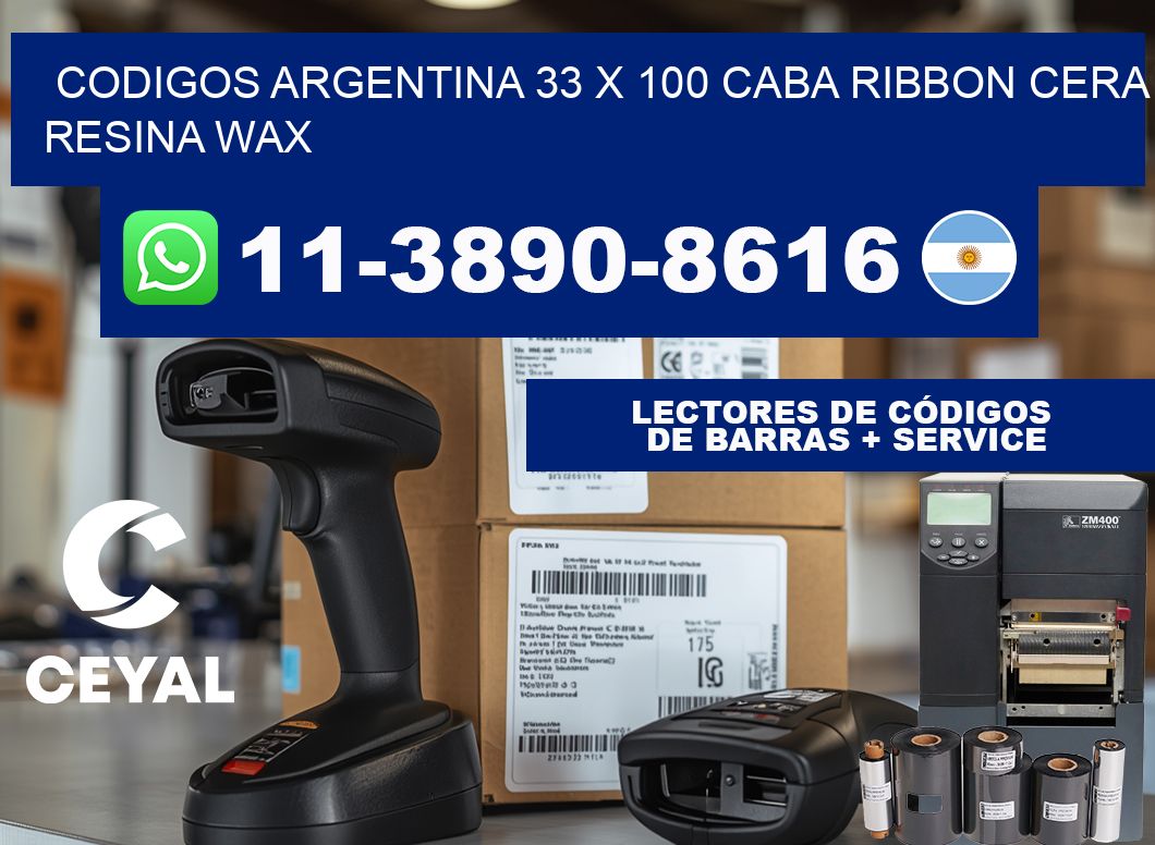codigos Argentina 33 x 100 CABA Ribbon cera resina wax