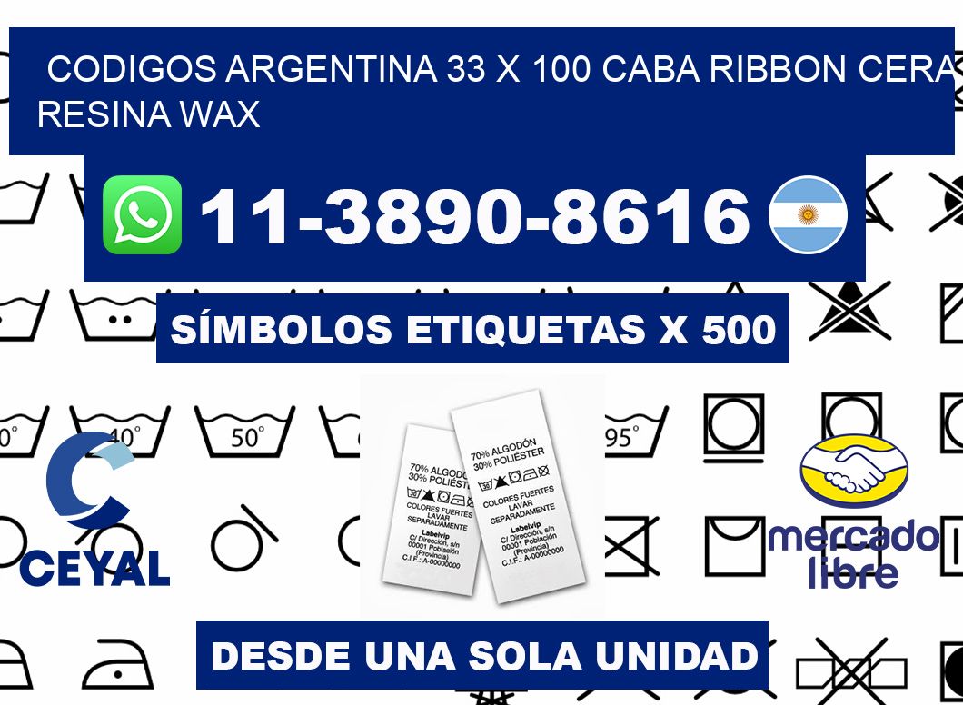 codigos Argentina 33 x 100 CABA Ribbon cera resina wax