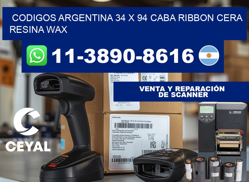 codigos Argentina 34 x 94 CABA Ribbon cera resina wax