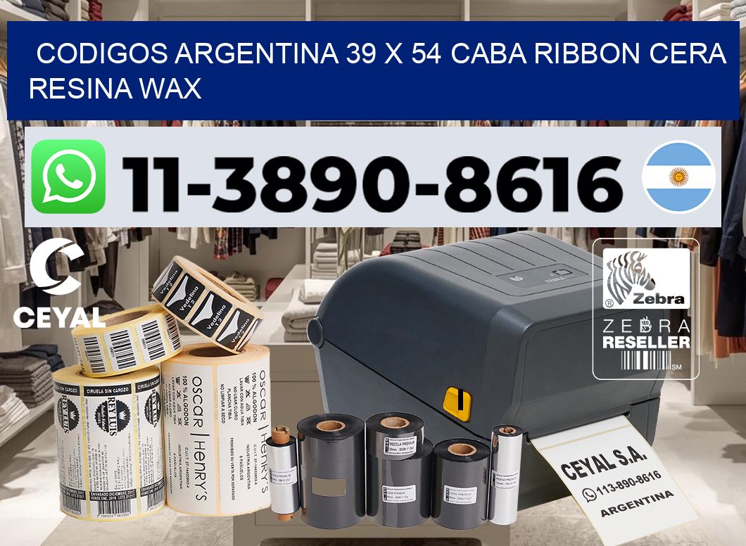 codigos Argentina 39 x 54 CABA Ribbon cera resina wax