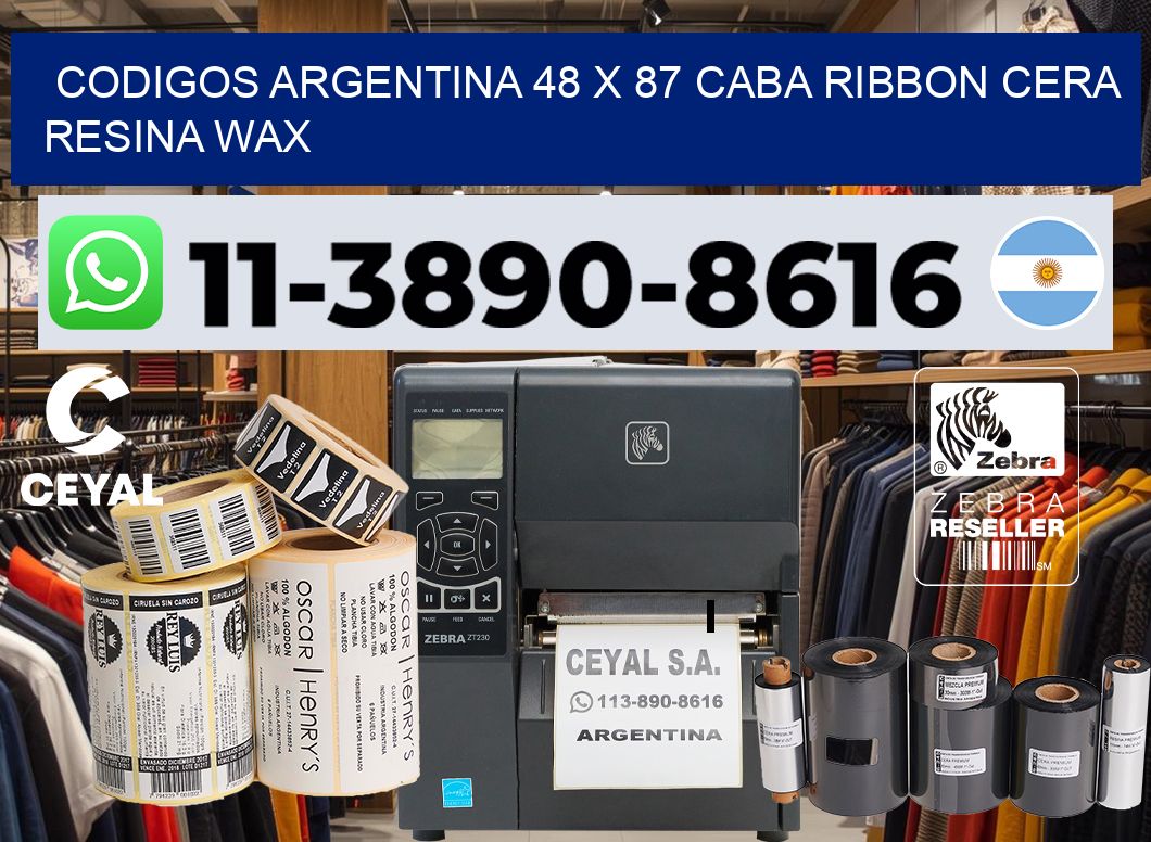 codigos Argentina 48 x 87 CABA Ribbon cera resina wax