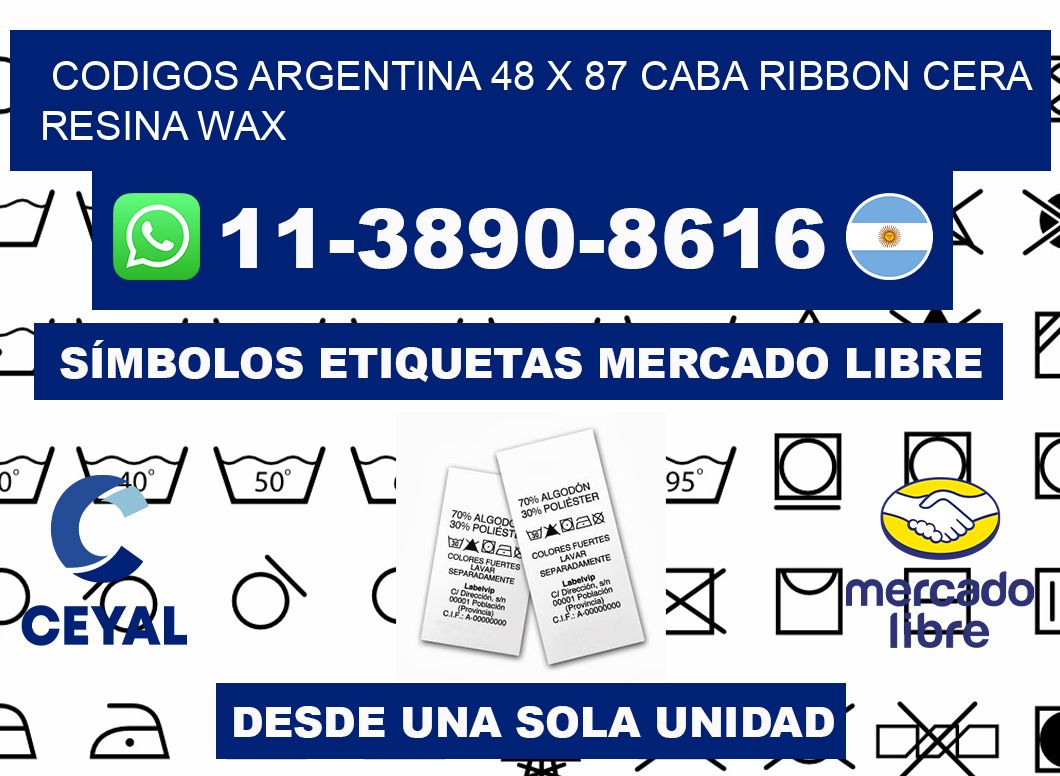 codigos Argentina 48 x 87 CABA Ribbon cera resina wax