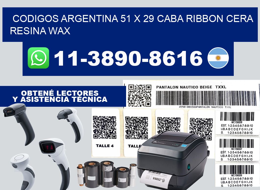 codigos Argentina 51 x 29 CABA Ribbon cera resina wax