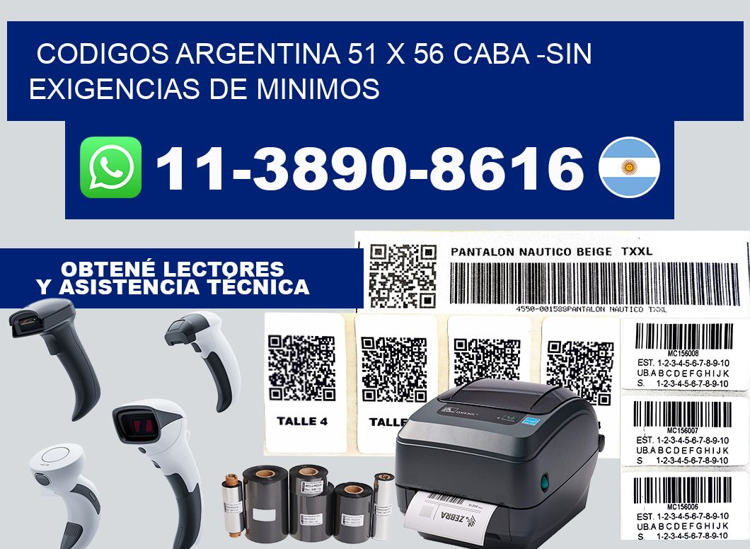 codigos Argentina 51 x 56 CABA -Sin exigencias de minimos