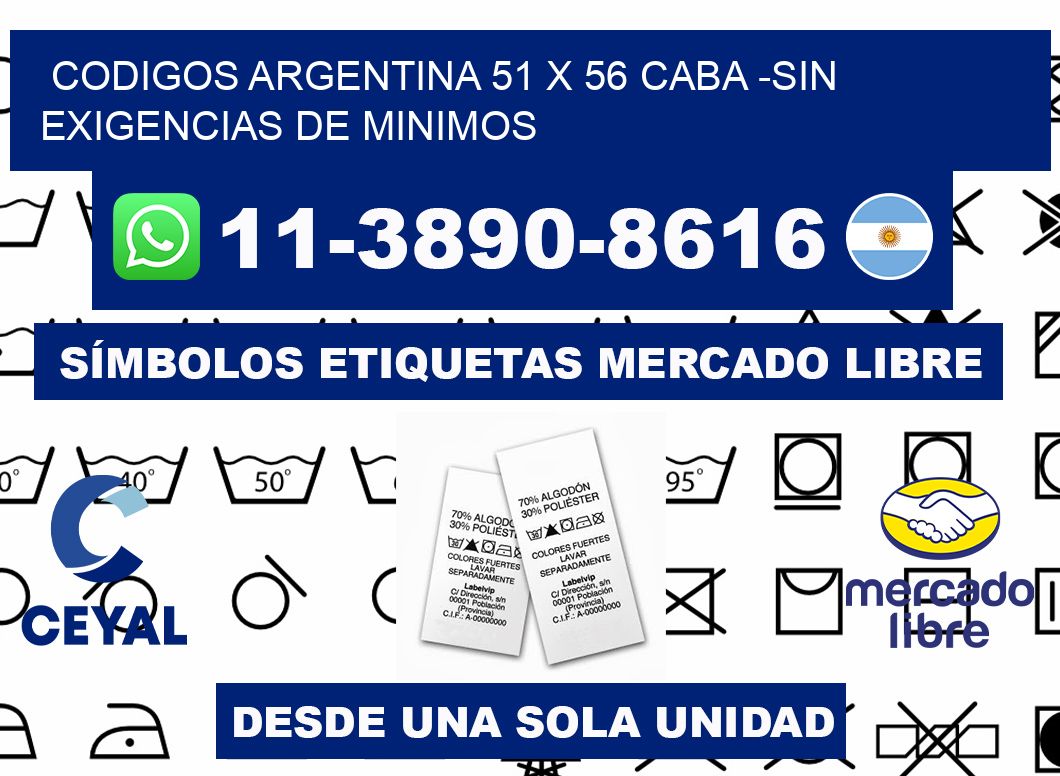 codigos Argentina 51 x 56 CABA -Sin exigencias de minimos