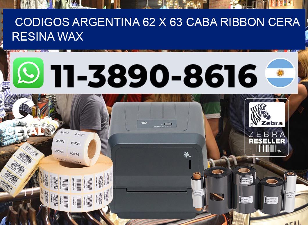 codigos Argentina 62 x 63 CABA Ribbon cera resina wax