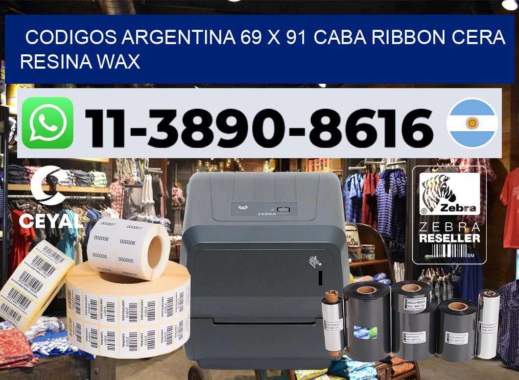 codigos Argentina 69 x 91 CABA Ribbon cera resina wax