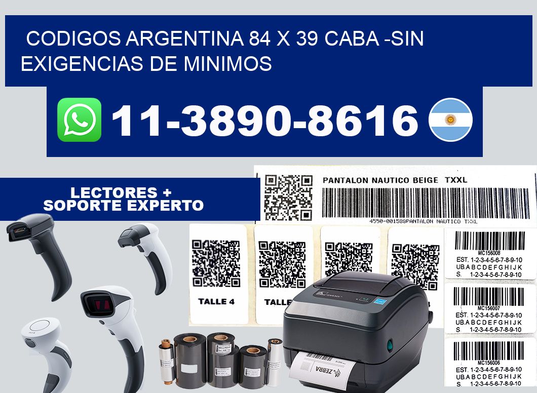 codigos Argentina 84 x 39 CABA -Sin exigencias de minimos