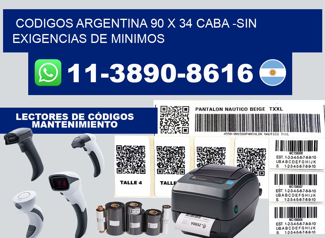 codigos Argentina 90 x 34 CABA -Sin exigencias de minimos